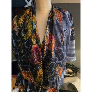 Vintage Style Tropical Sea Turtle Dolphin Nautical Print Scarf Wrap Sarong Black
